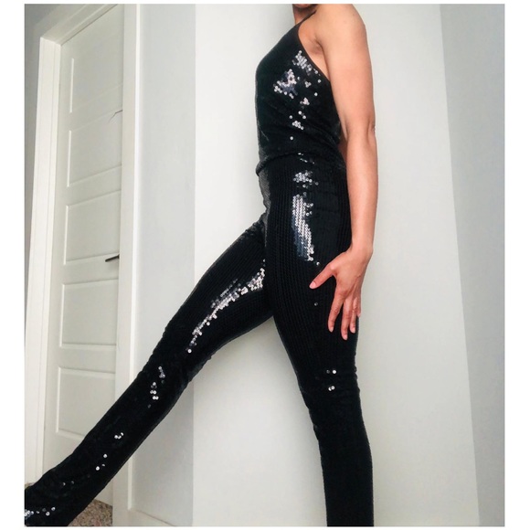 Patricia Field Pants - Patricia Field Black Sequin Cat Suit